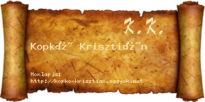Kopkó Krisztián névjegykártya
